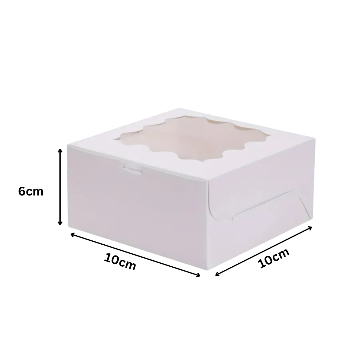 Caja Blanca para Panaderia con Ventana - 10x10x6cm, 20 Piezas