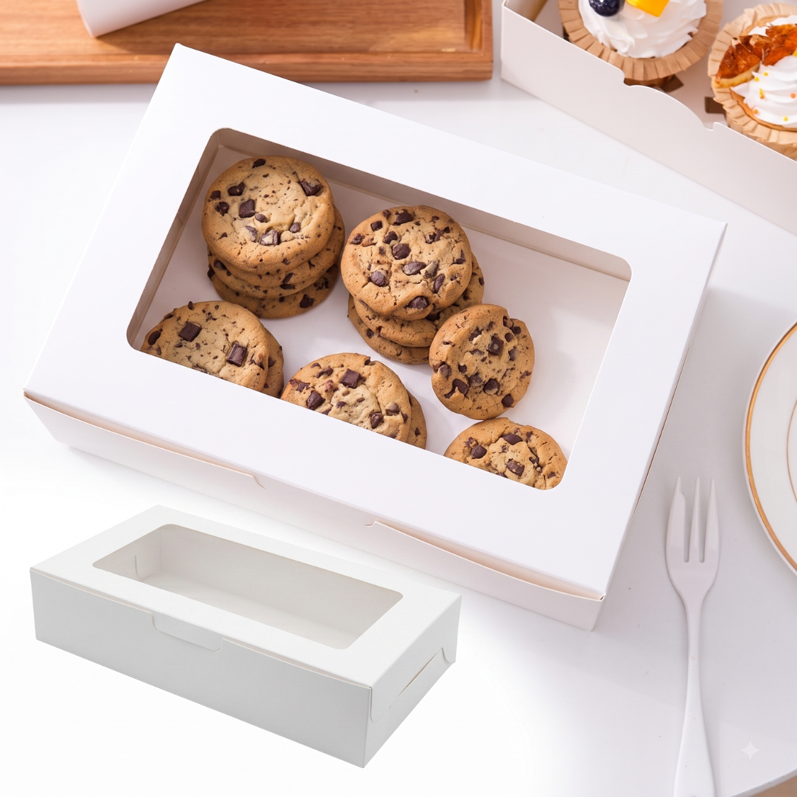 Caja Blanca Con Ventana 24x16x7.5cm para Postres / Regalos (20 Pzs)