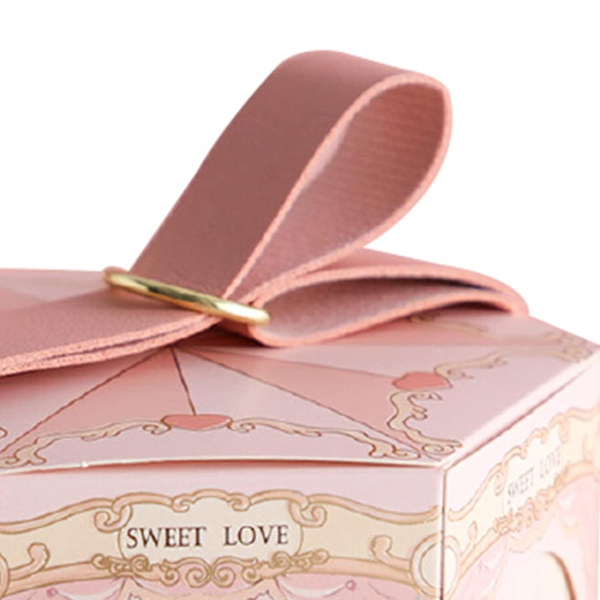 Caja Hexagonal de Dulces, Carrusel Rosa - 10 Piezas