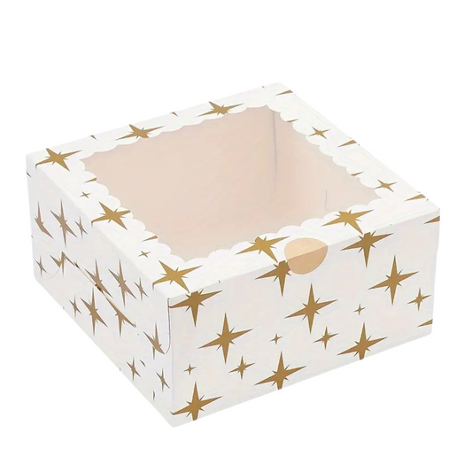 Caja Impresa para Pastel con Ventana - 25x25x13cm, 10 Piezas