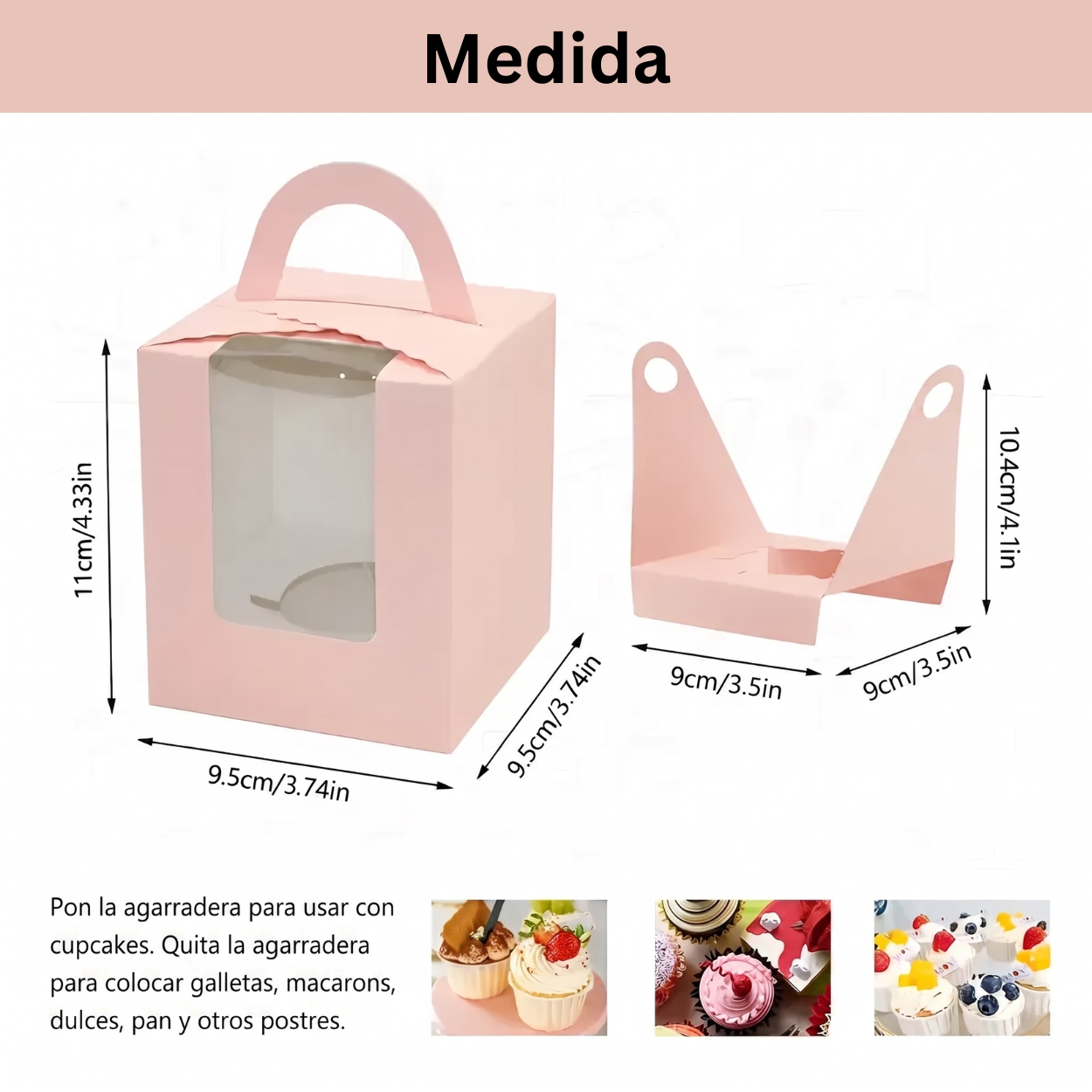 Caja para Cupcake Individual con Rayas - 25 piezas (Rosa)