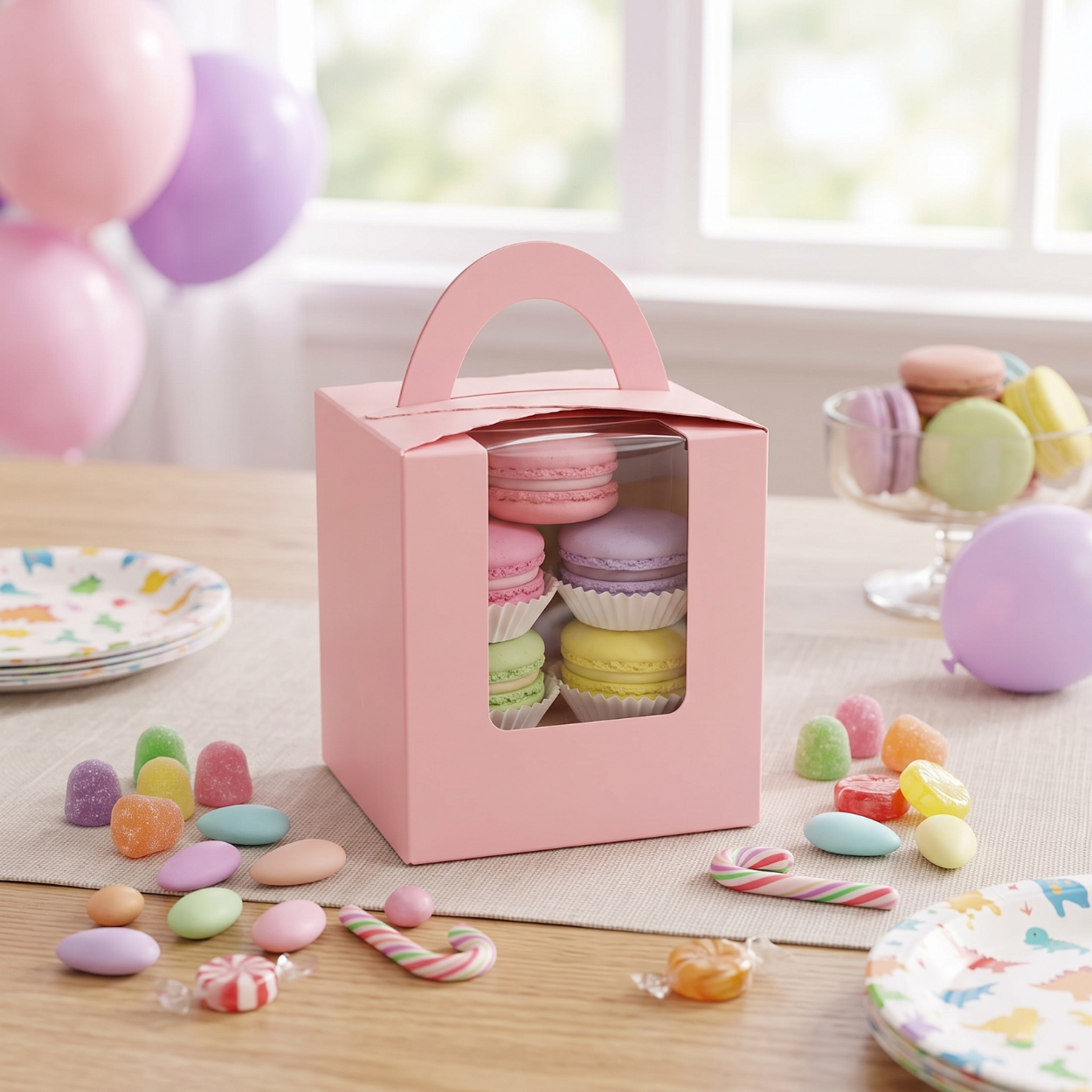 Caja para Cupcake Individual con Rayas - 25 piezas (Rosa)