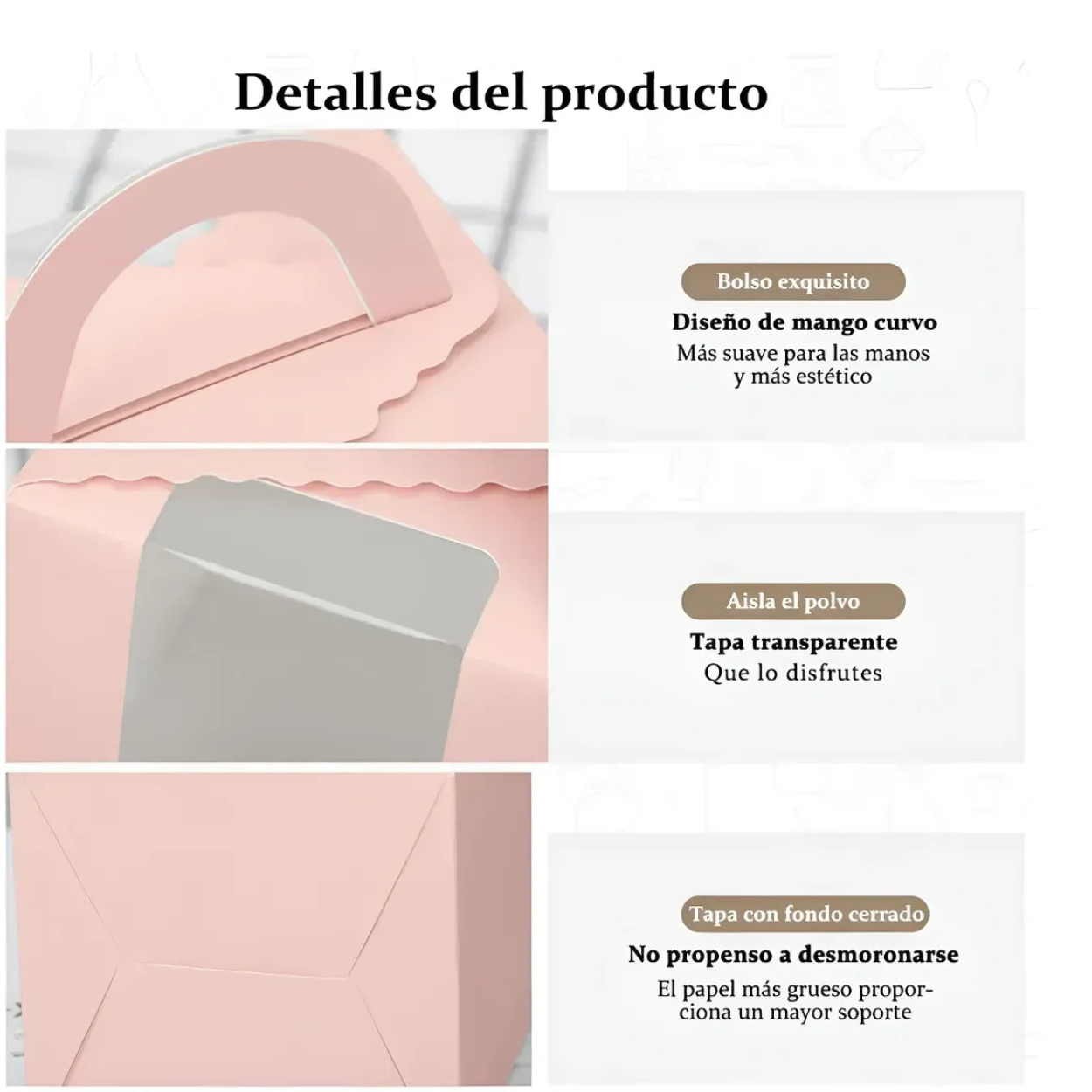 Caja para Cupcake Individual con Rayas - 25 piezas (Rosa)