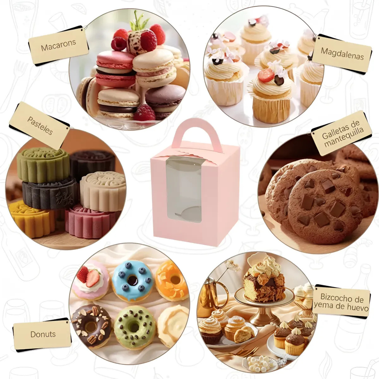 Caja para Cupcake Individual con Rayas - 25 piezas (Rosa)