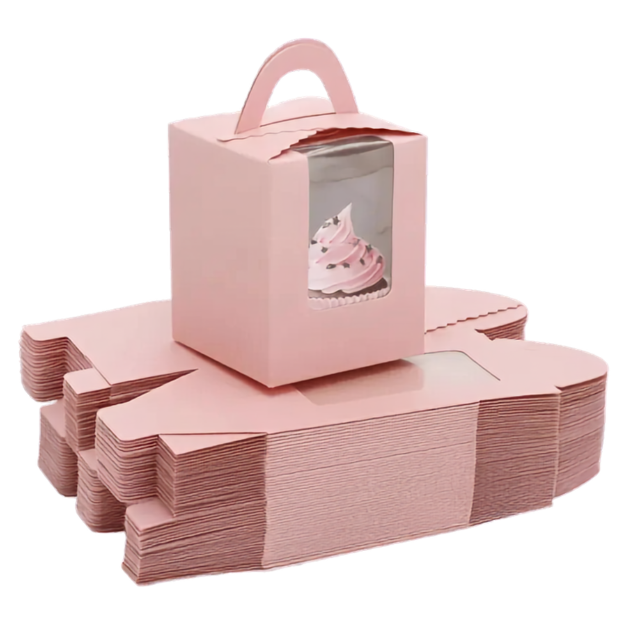 Caja para Cupcake Individual con Rayas - 25 piezas (Rosa)
