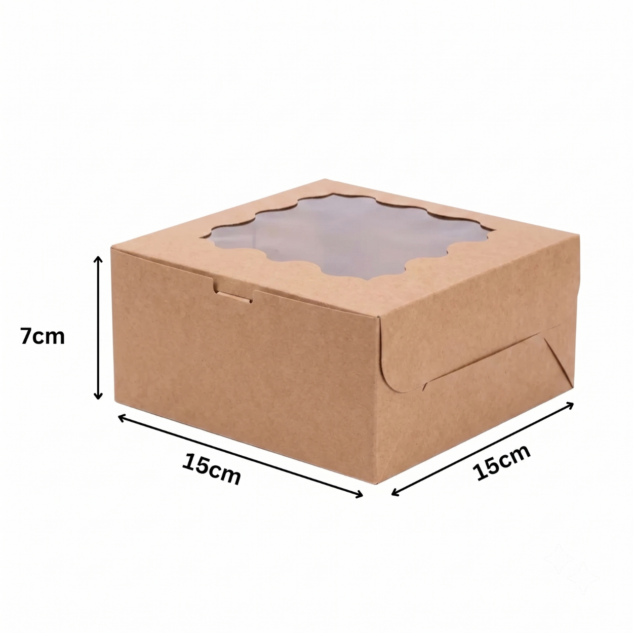 Caja Kraft Con Ventana 15x15x7cm para Postres / Regalos (10 Pzs)