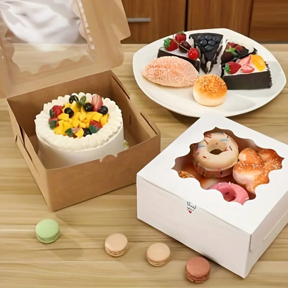 Caja Blanca para Pastel con Ventana - 25x25x13cm, 10 Piezas