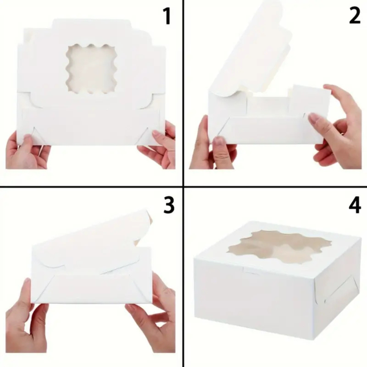 Caja Blanca para Pastel con Ventana - 25x25x13cm, 10 Piezas
