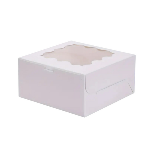 Caja Blanca para Pastel con Ventana - 25x25x13cm, 10 Piezas