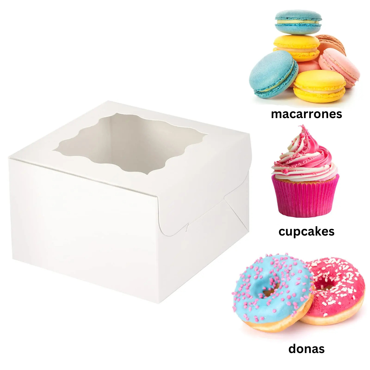 Caja Blanca para Pastel con Ventana - 25x25x13cm, 10 Piezas