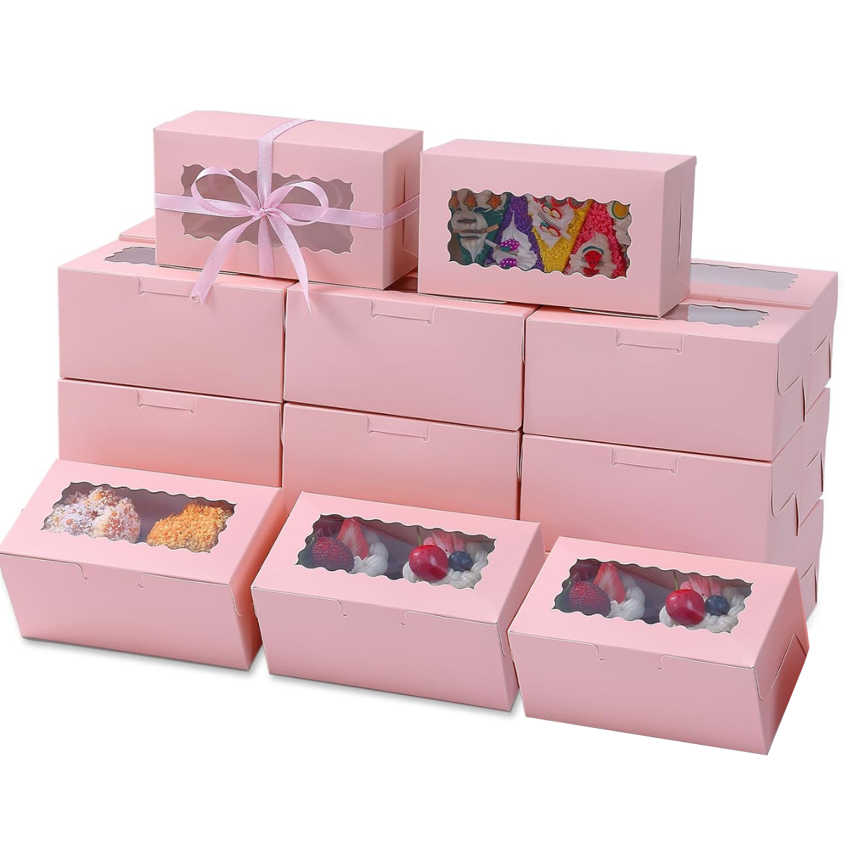 Caja Para Panque, Pan, Postres - 23x15x6cm, 20pz (Rosa)
