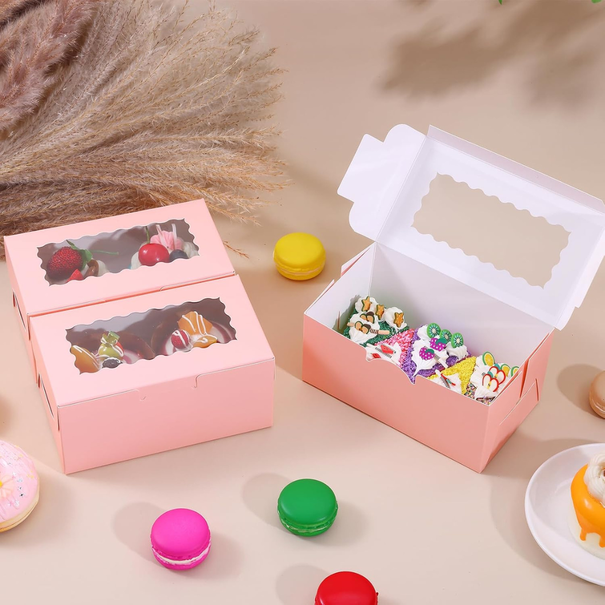 Caja Para Panque, Pan, Postres - 23x15x6cm, 20pz (Rosa)