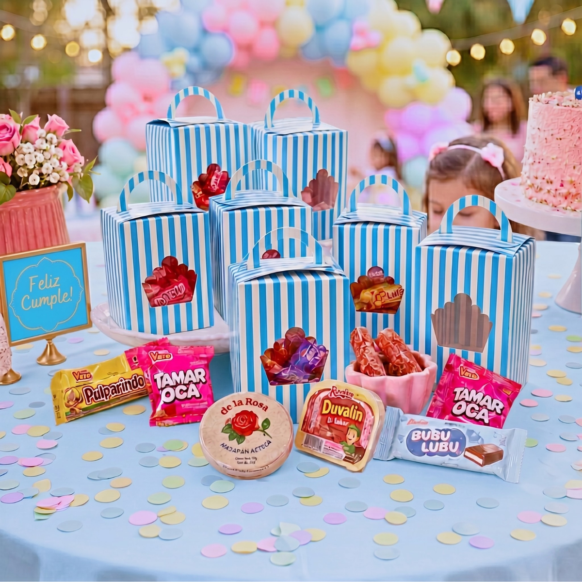 Caja para Dulces De Mesa, Recuerdos, Postres - Azul (25 Piezas)
