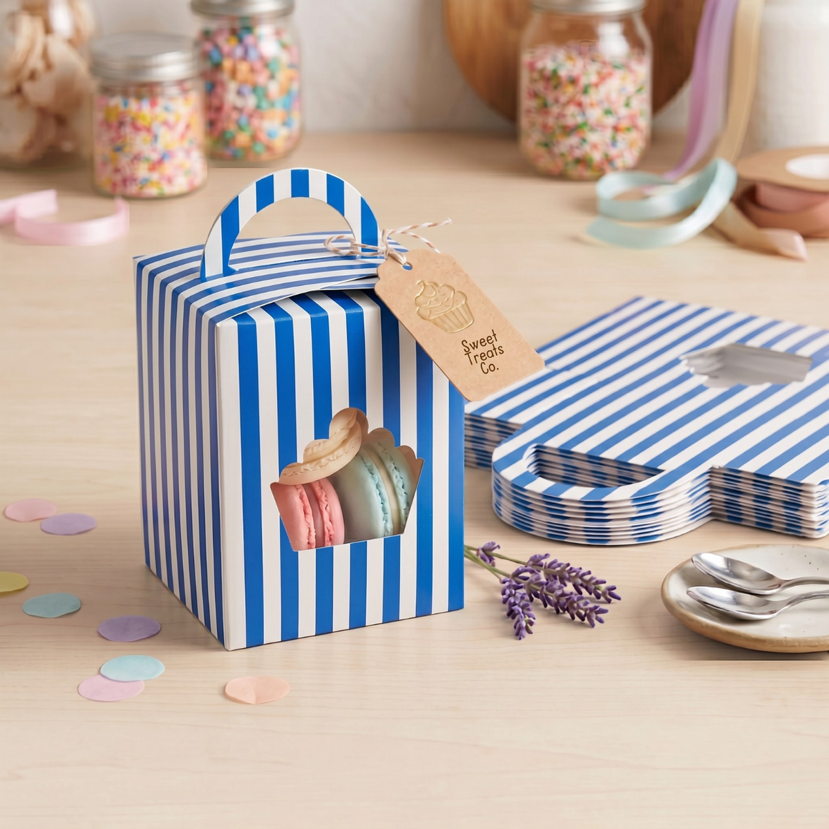 Caja para Dulces De Mesa, Recuerdos, Postres - Azul (25 Piezas)