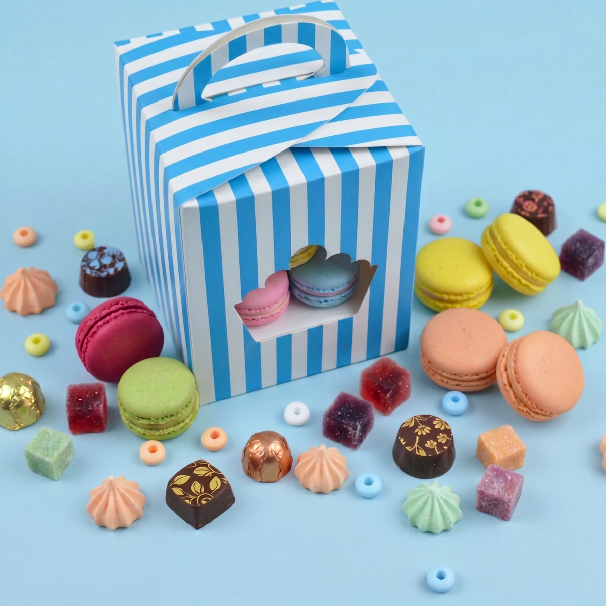 Caja para Dulces De Mesa, Recuerdos, Postres - Azul (25 Piezas)