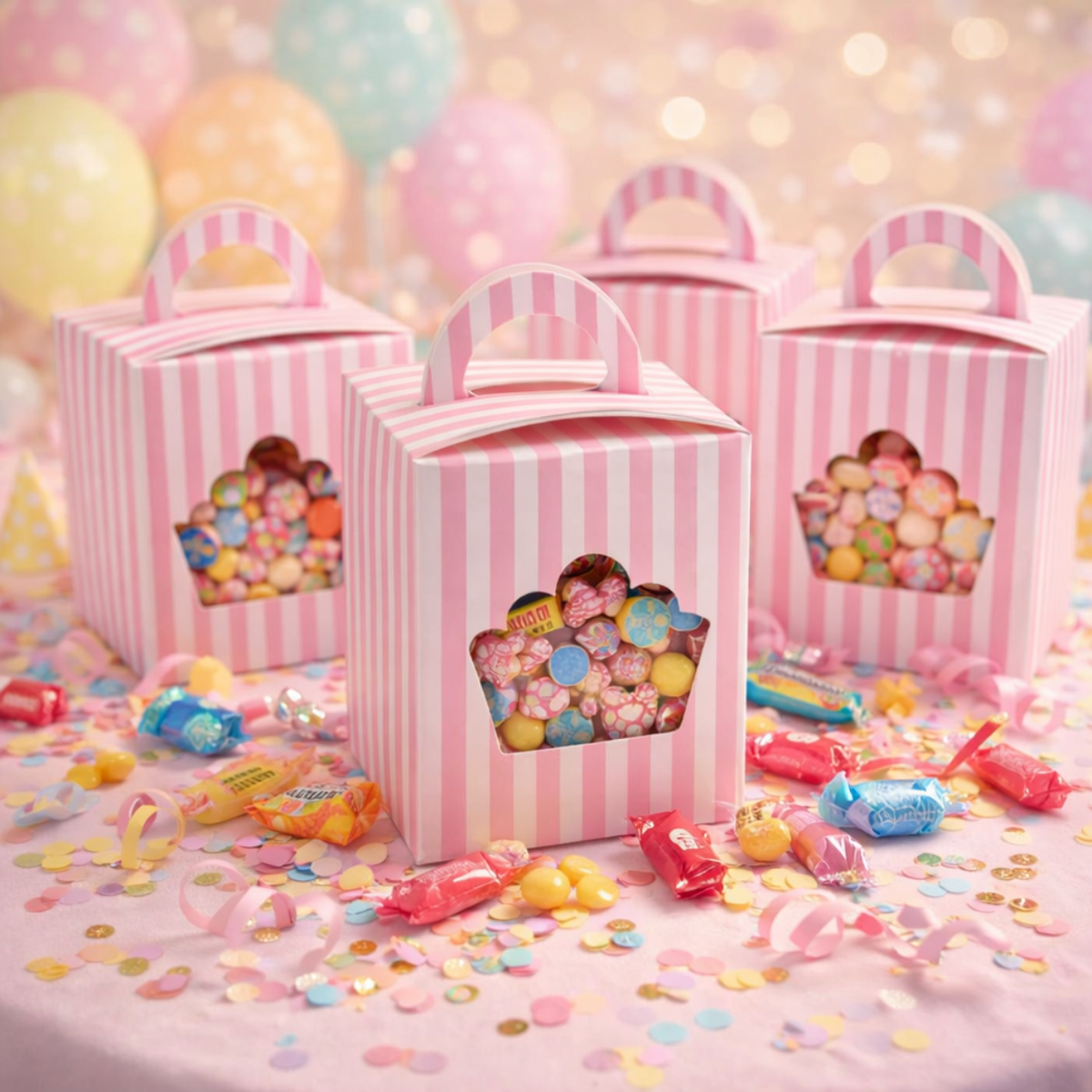 Caja para Dulces De Mesa, Recuerdos, Postres - Rosa (25 Piezas)