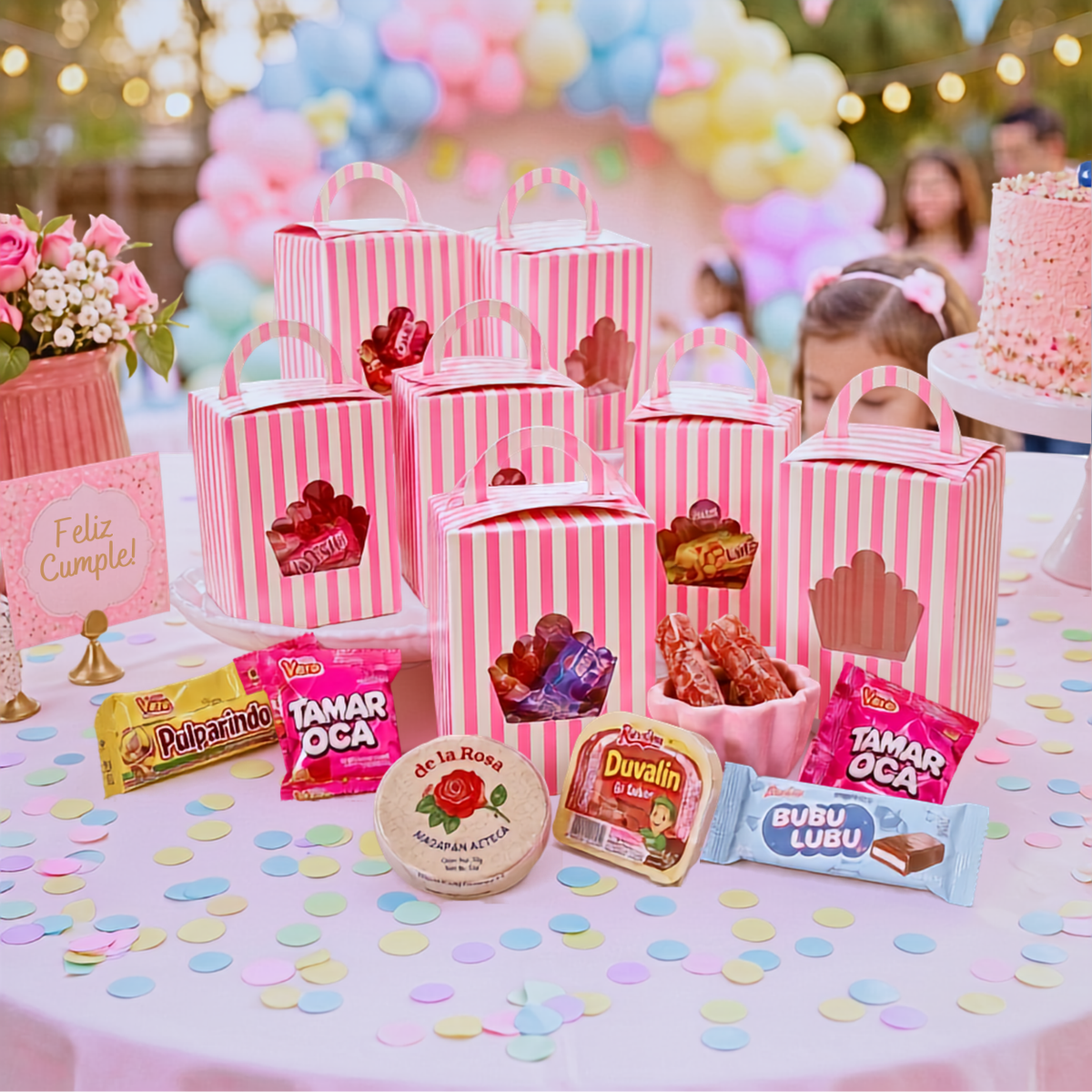 Caja para Dulces De Mesa, Recuerdos, Postres - Rosa (25 Piezas)