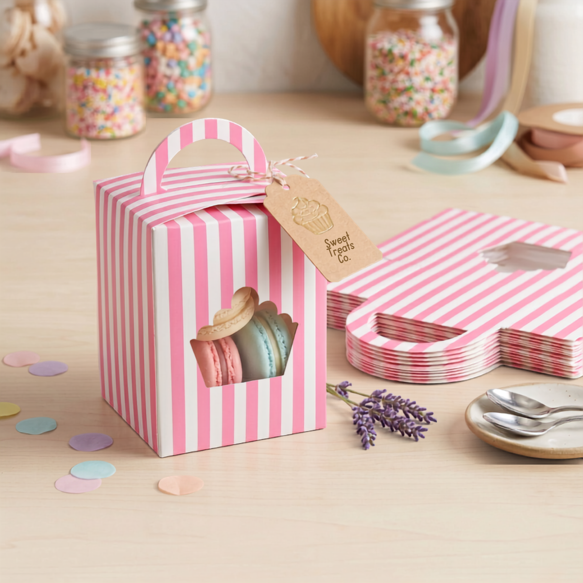 Caja para Dulces De Mesa, Recuerdos, Postres - Rosa (25 Piezas)