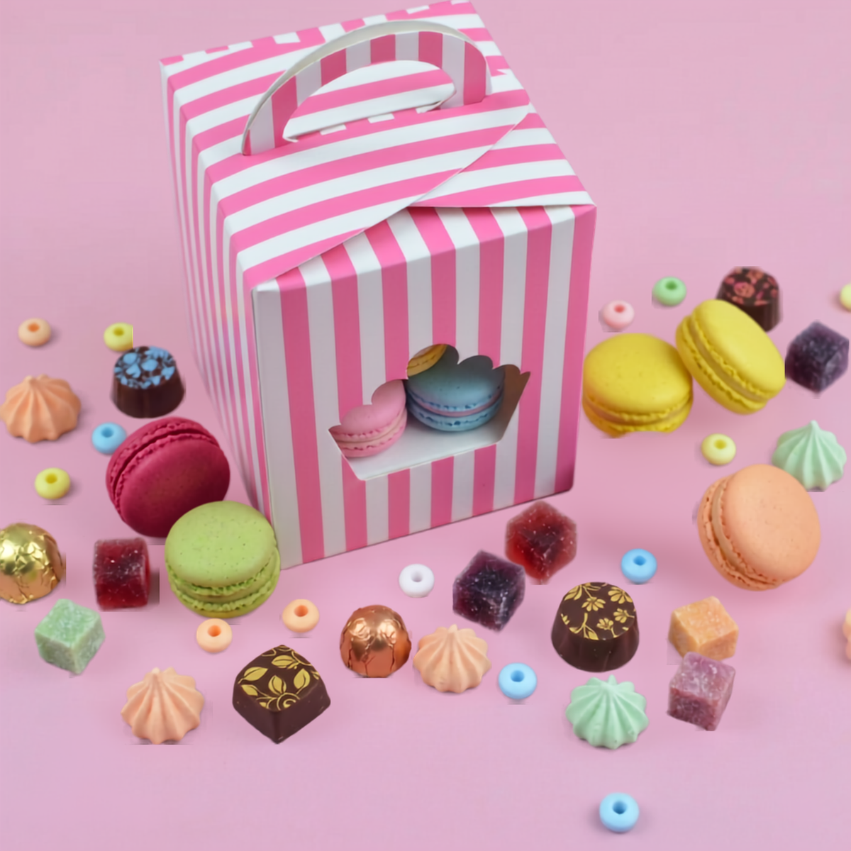 Caja para Dulces De Mesa, Recuerdos, Postres - Rosa (25 Piezas)