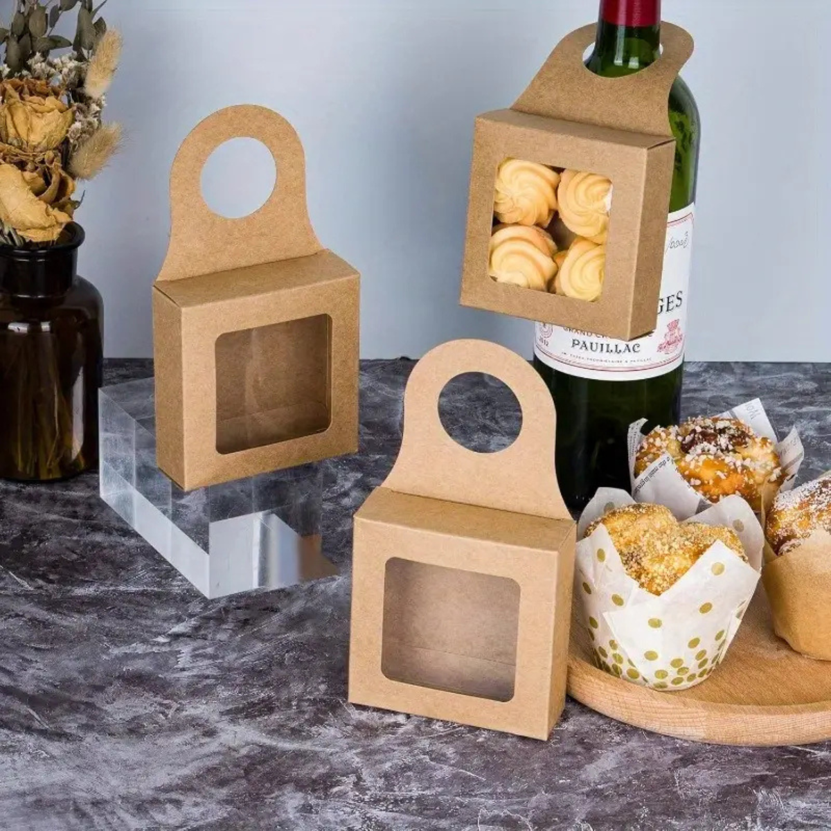Cajas de Regalo para Botella de Vino, 10pz - Kraft