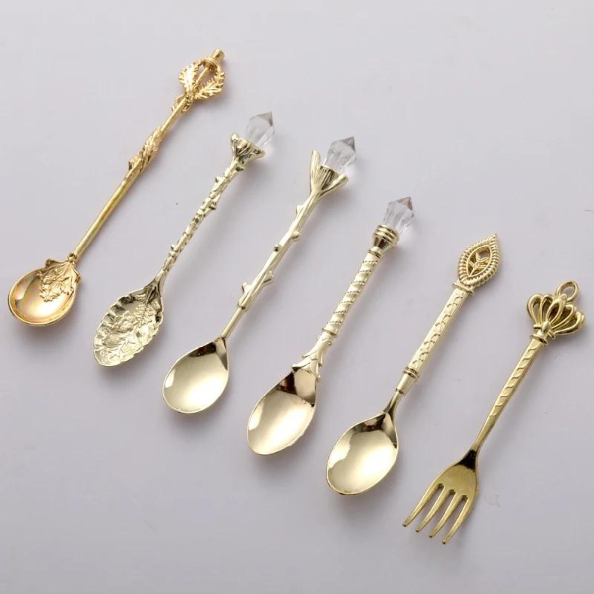 Cubiertos Vintage Dorados para Postre [Chicos] - 6 Piezas