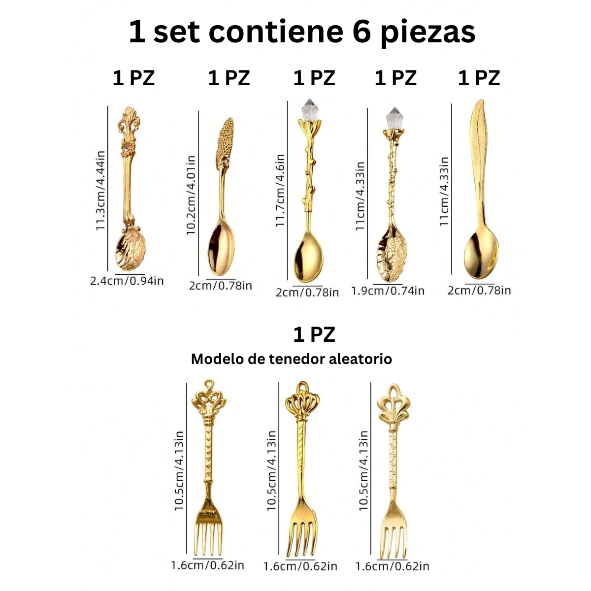 Cubiertos Vintage Dorados para Postre [Chicos] - 6 Piezas