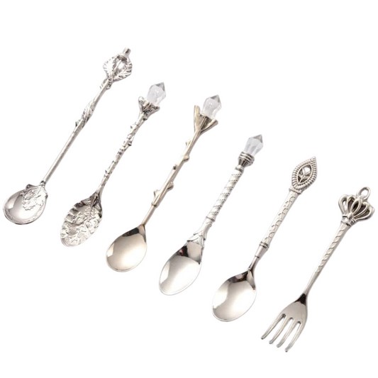 Cubiertos Vintage Plateados para Postre [Chicos] - 6 Piezas