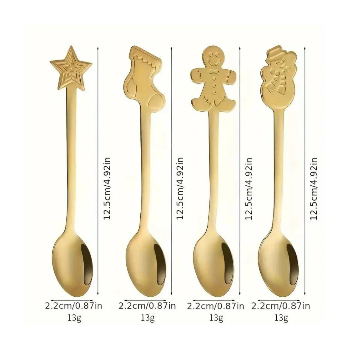 Cucharas Doradas de Acero Inoxidable - 4 Piezas [En Bolsa]