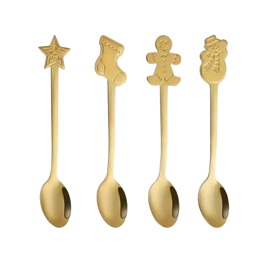Cucharas Doradas de Acero Inoxidable - 4 Piezas [En Bolsa]
