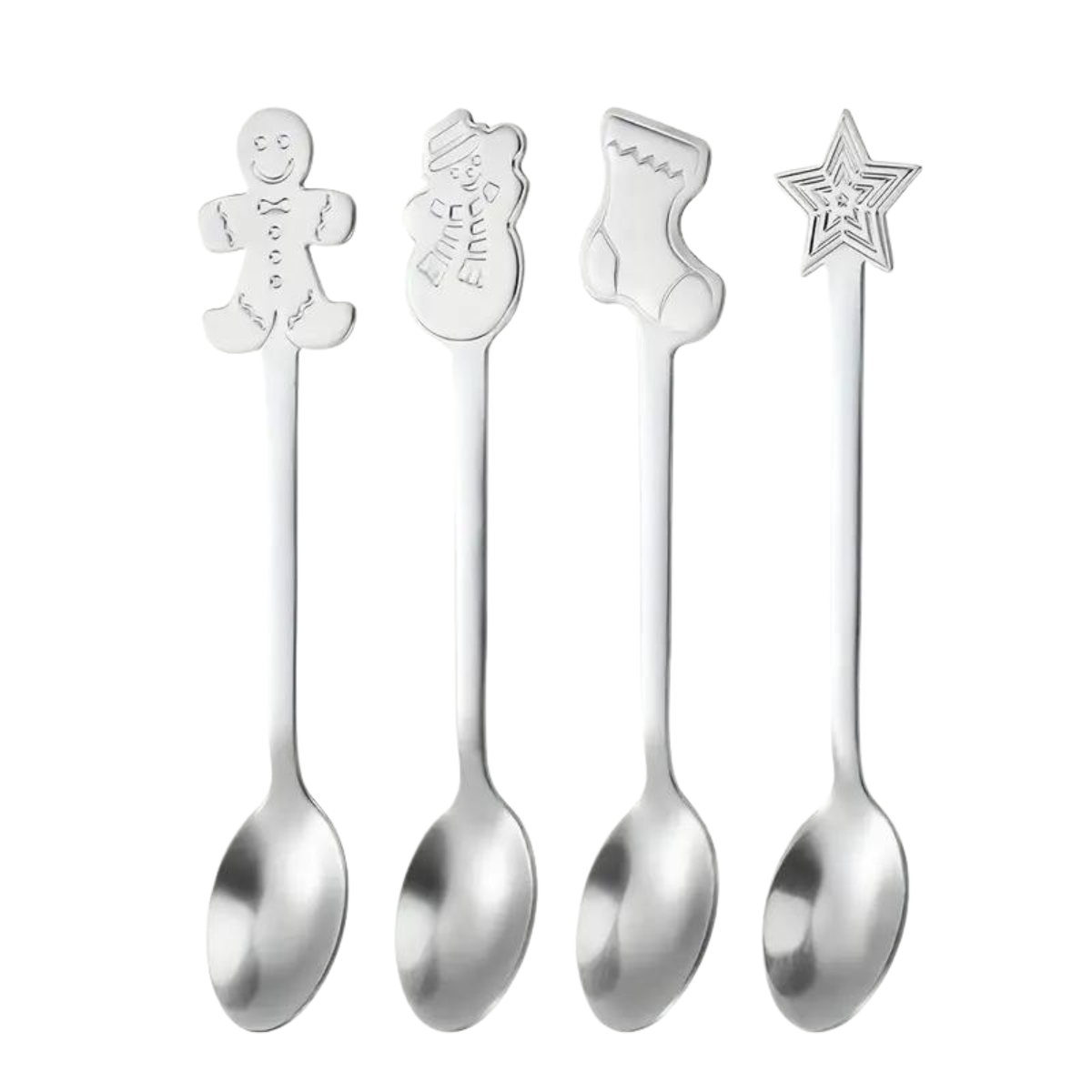 Cucharas Plateadas de Acero Inoxidable - 4 Piezas [En Bolsa]