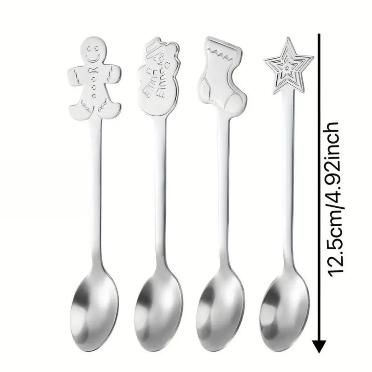 Cucharas Plateadas de Acero Inoxidable - 4 Piezas [En Bolsa]