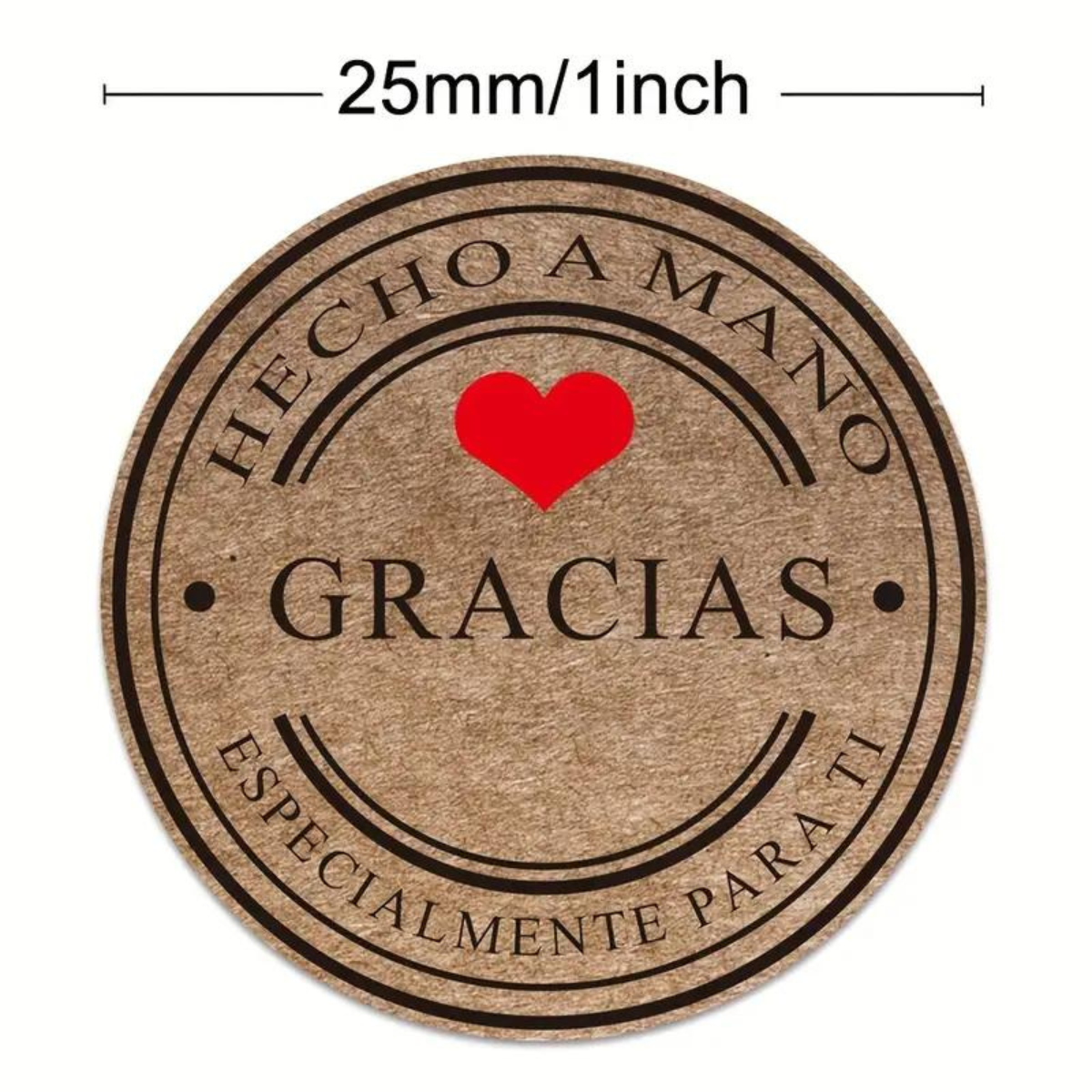 500 Etiquetas Adhesivas de Gracias - "Hecho a Mano para Ti"