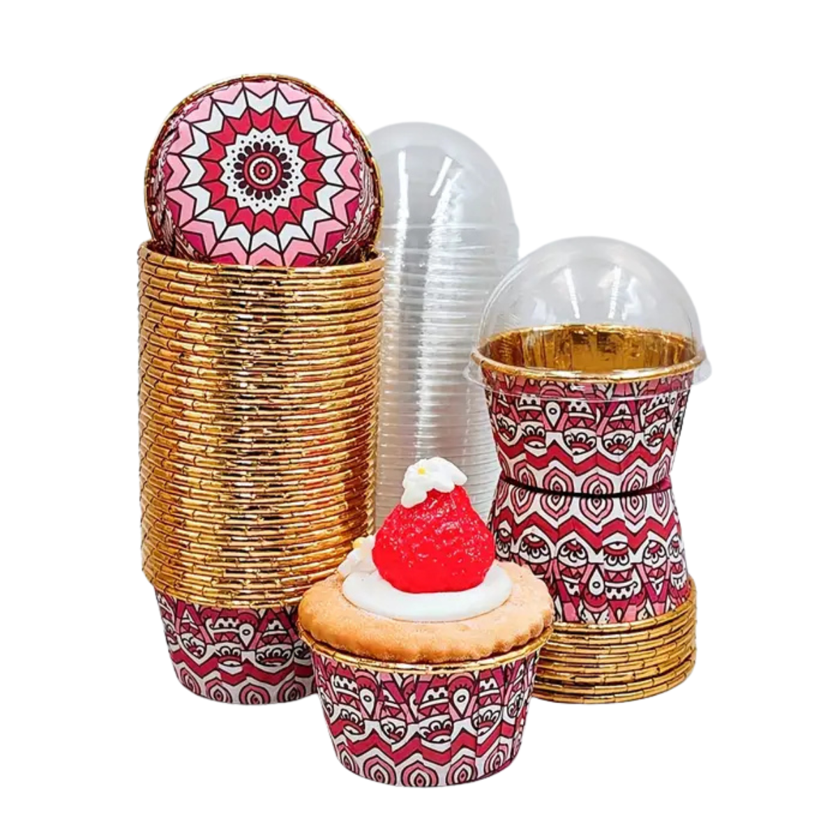 Mini Forro para Cupcake con Tapa, 50pz - Floral Rosa