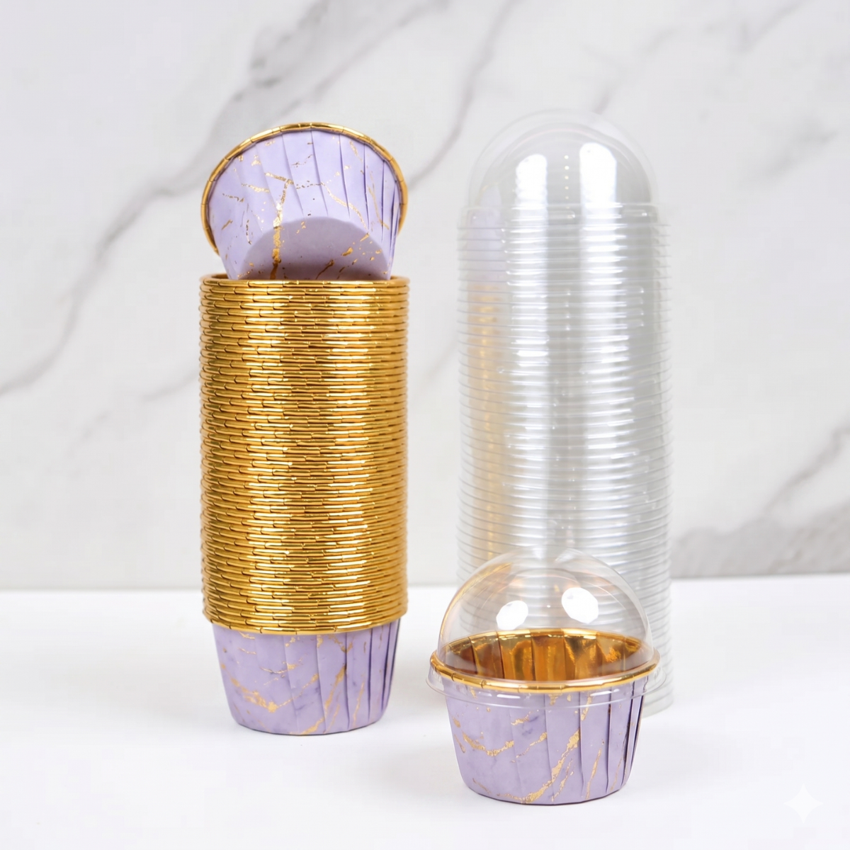 Forro Metalizado para Cupcake con Tapa, 50pz - Morado