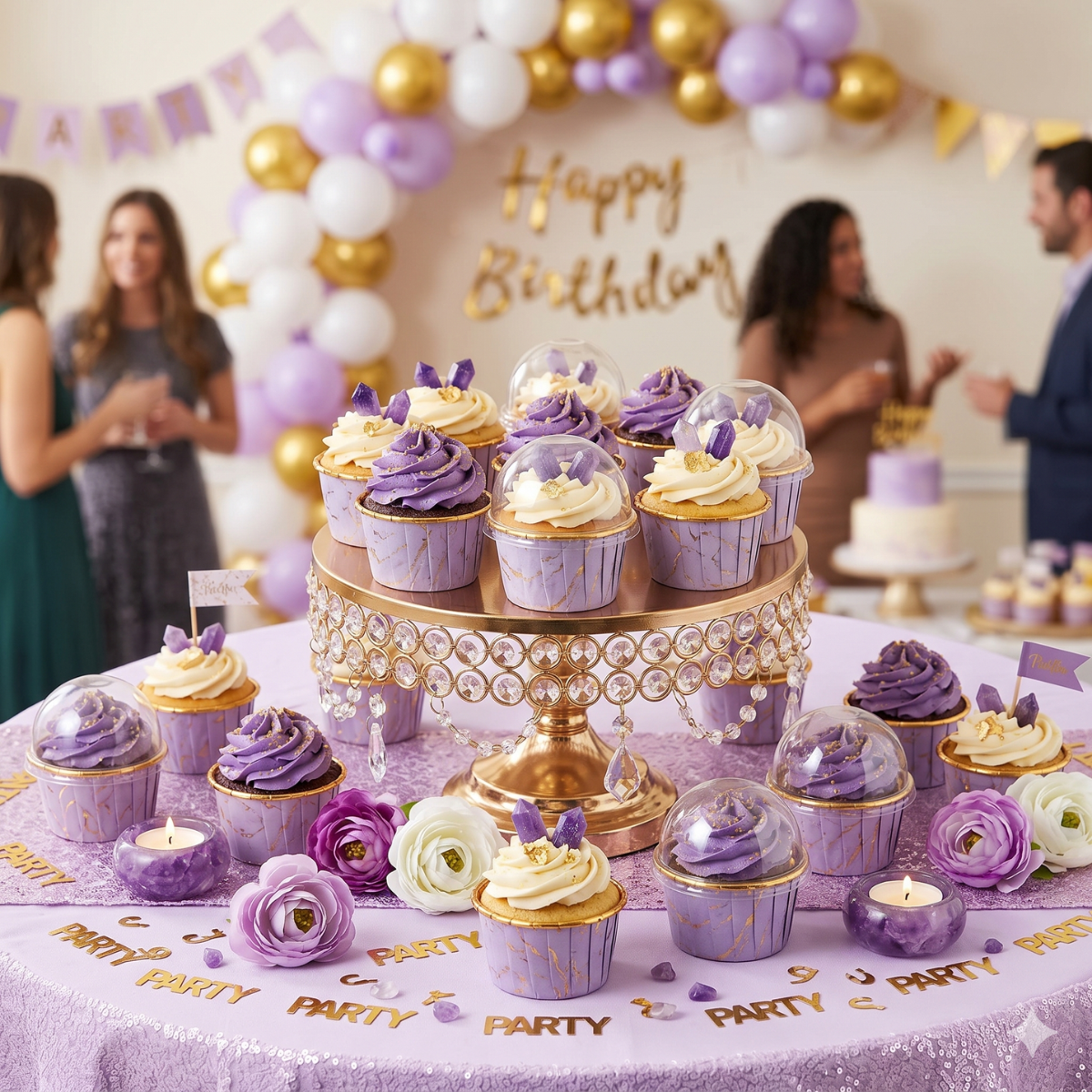 Forro Metalizado para Cupcake con Tapa, 50pz - Morado