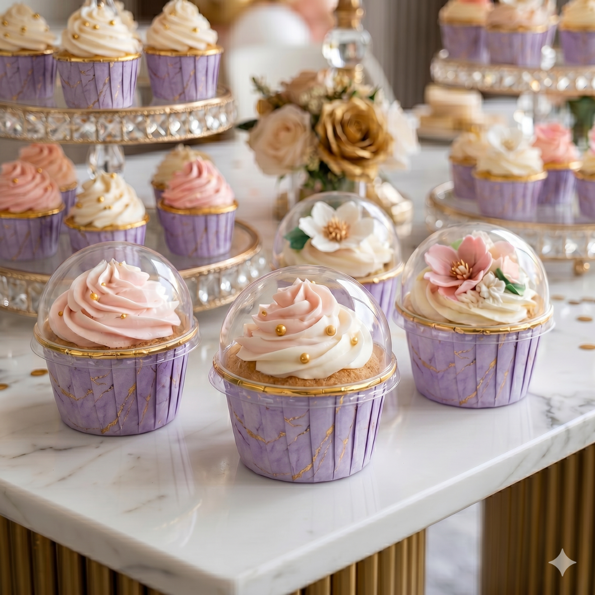 Forro Metalizado para Cupcake con Tapa, 50pz - Morado