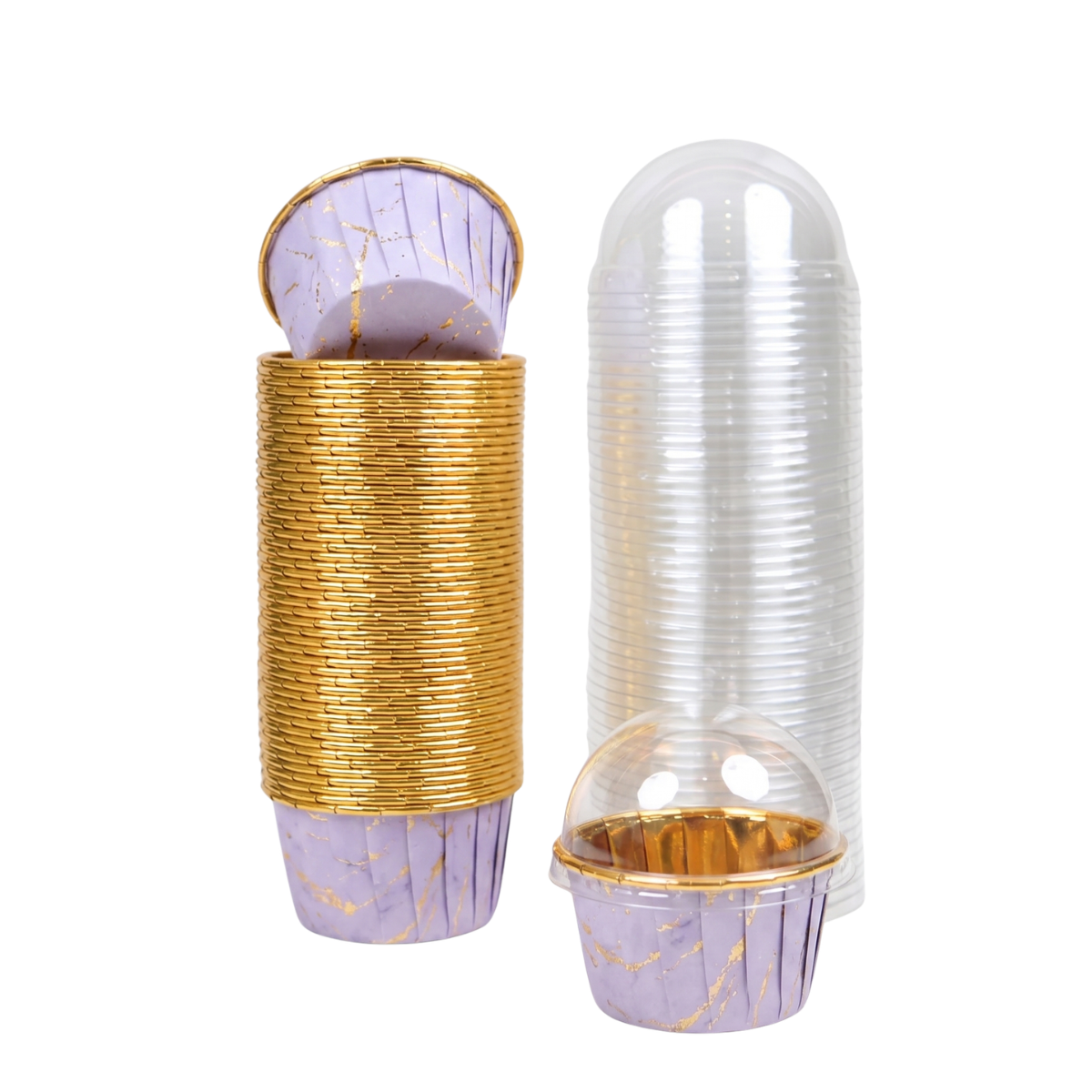 Forro Metalizado para Cupcake con Tapa, 50pz - Morado