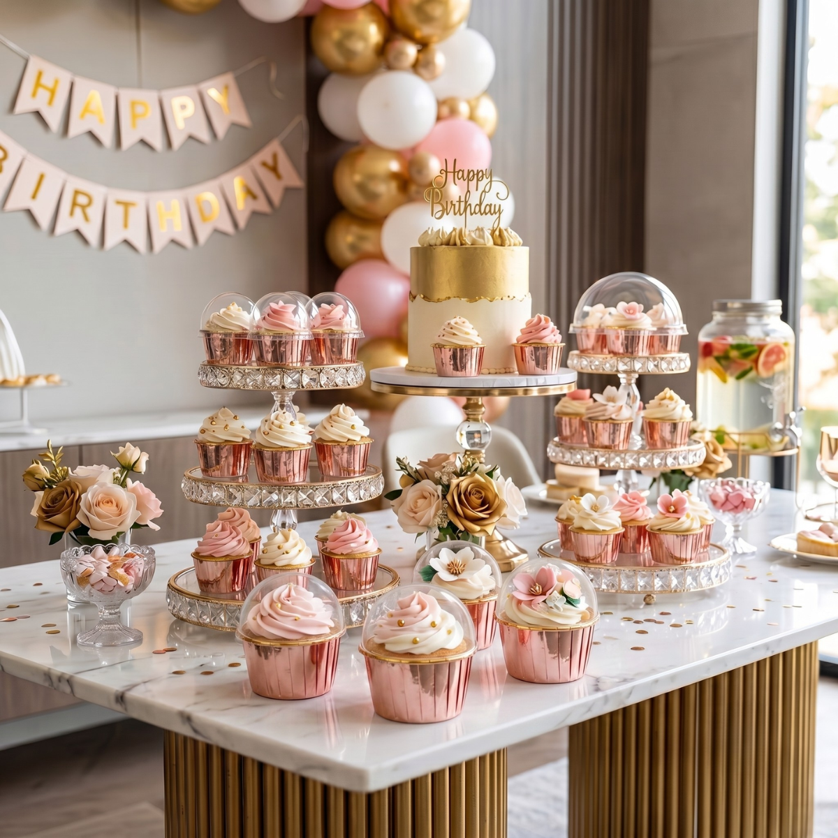 Forro Metalizado para Cupcake con Tapa, 50pz - Rosa Brillante