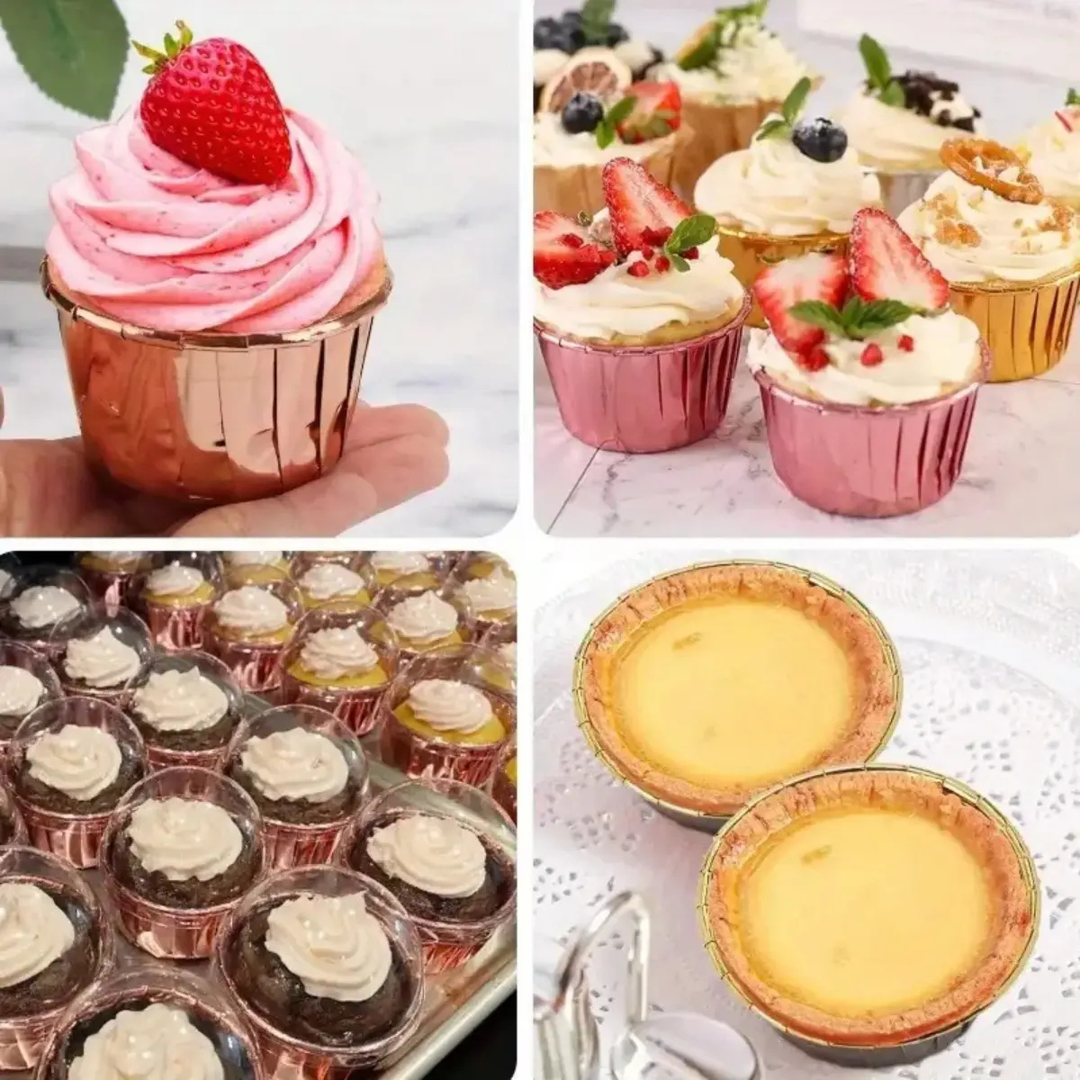 Forro Metalizado para Cupcake con Tapa, 50pz - Rosa Brillante