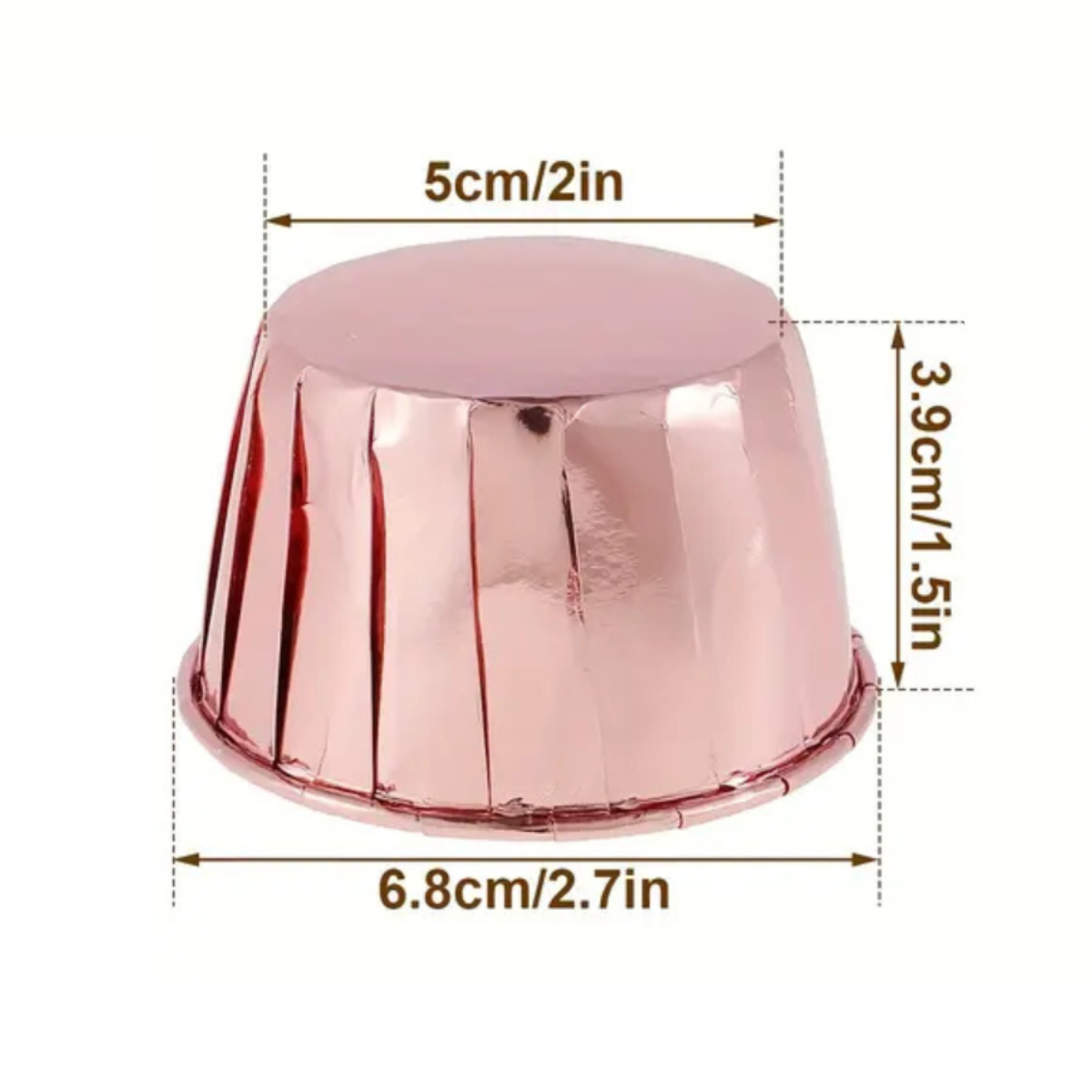 Mini Forro para Cupcake sin Tapa, 50pz - Rosa Metalizado