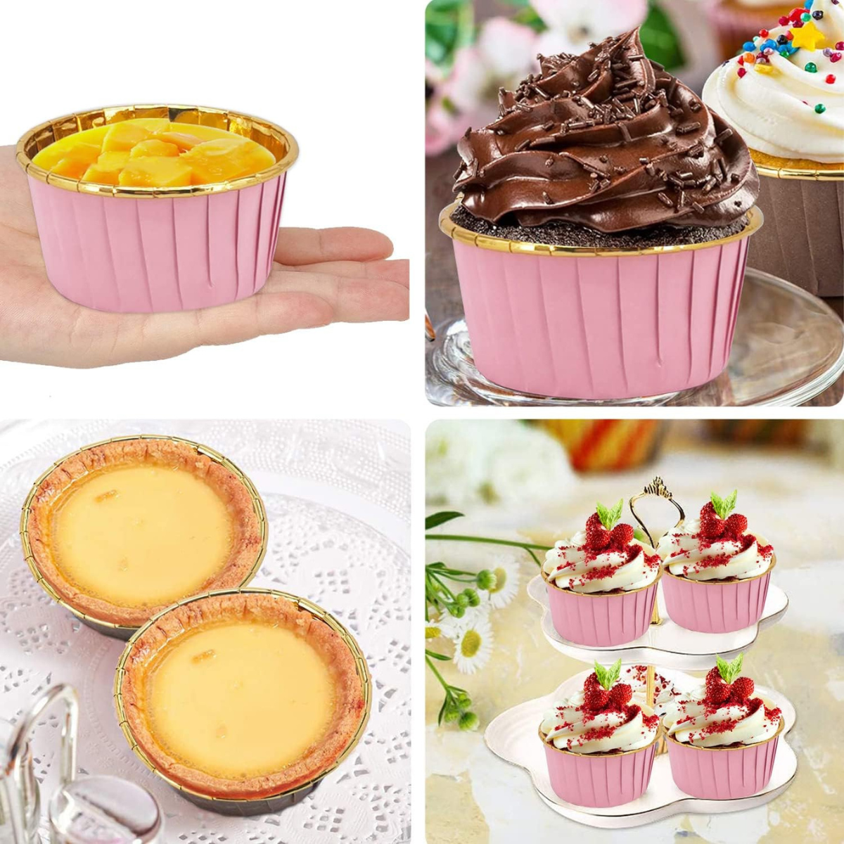 Mini Forro para Cupcake con Tapa, 50pz - Rosa Pastel