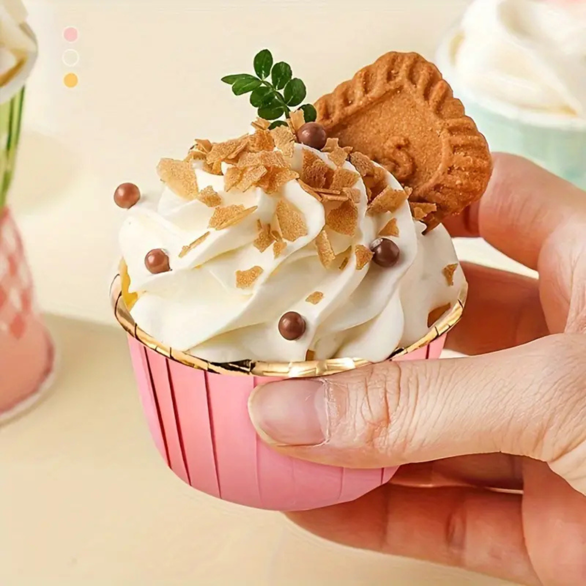 Mini Forro para Cupcake con Tapa, 50pz - Rosa Pastel