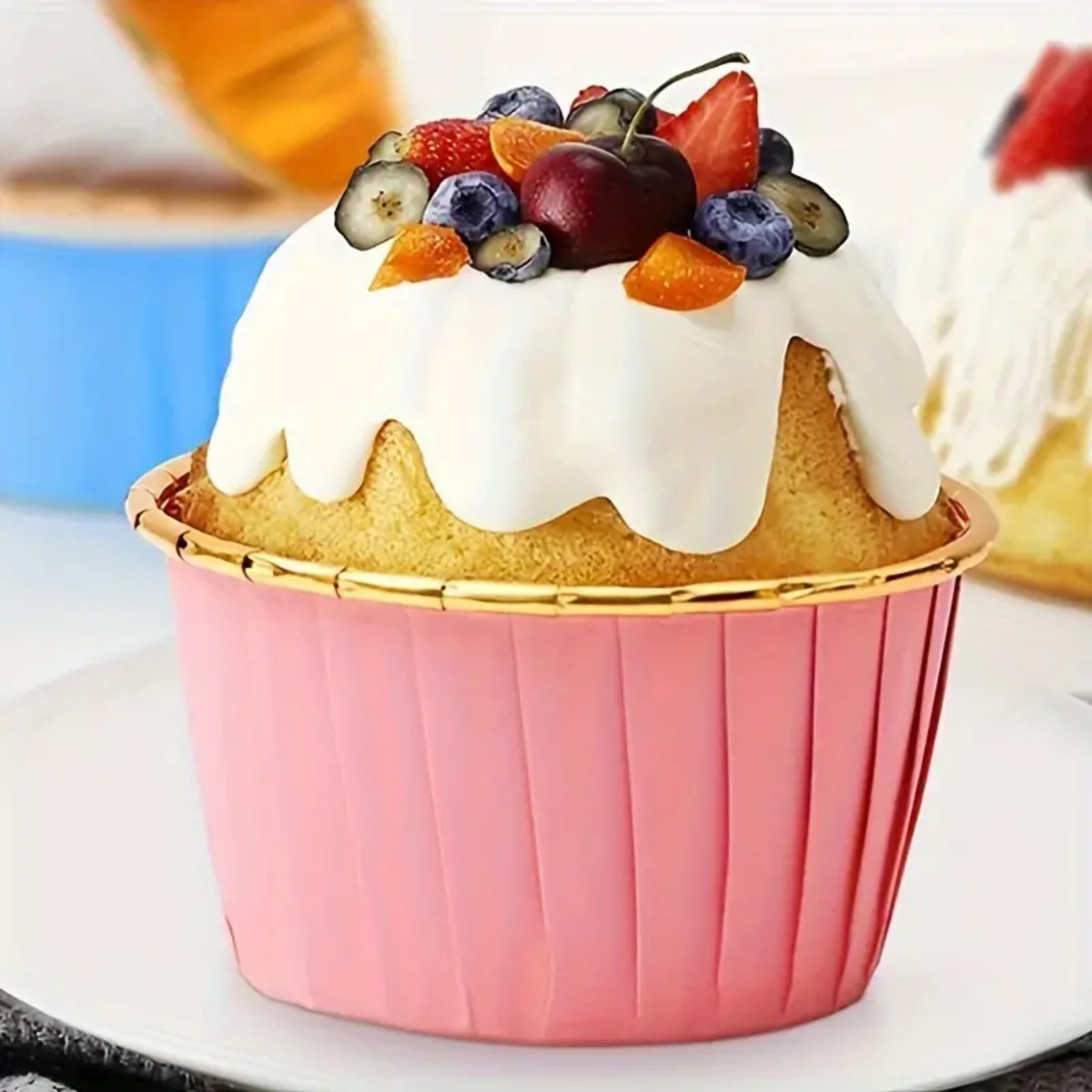 Mini Forro para Cupcake con Tapa, 50pz - Rosa Pastel