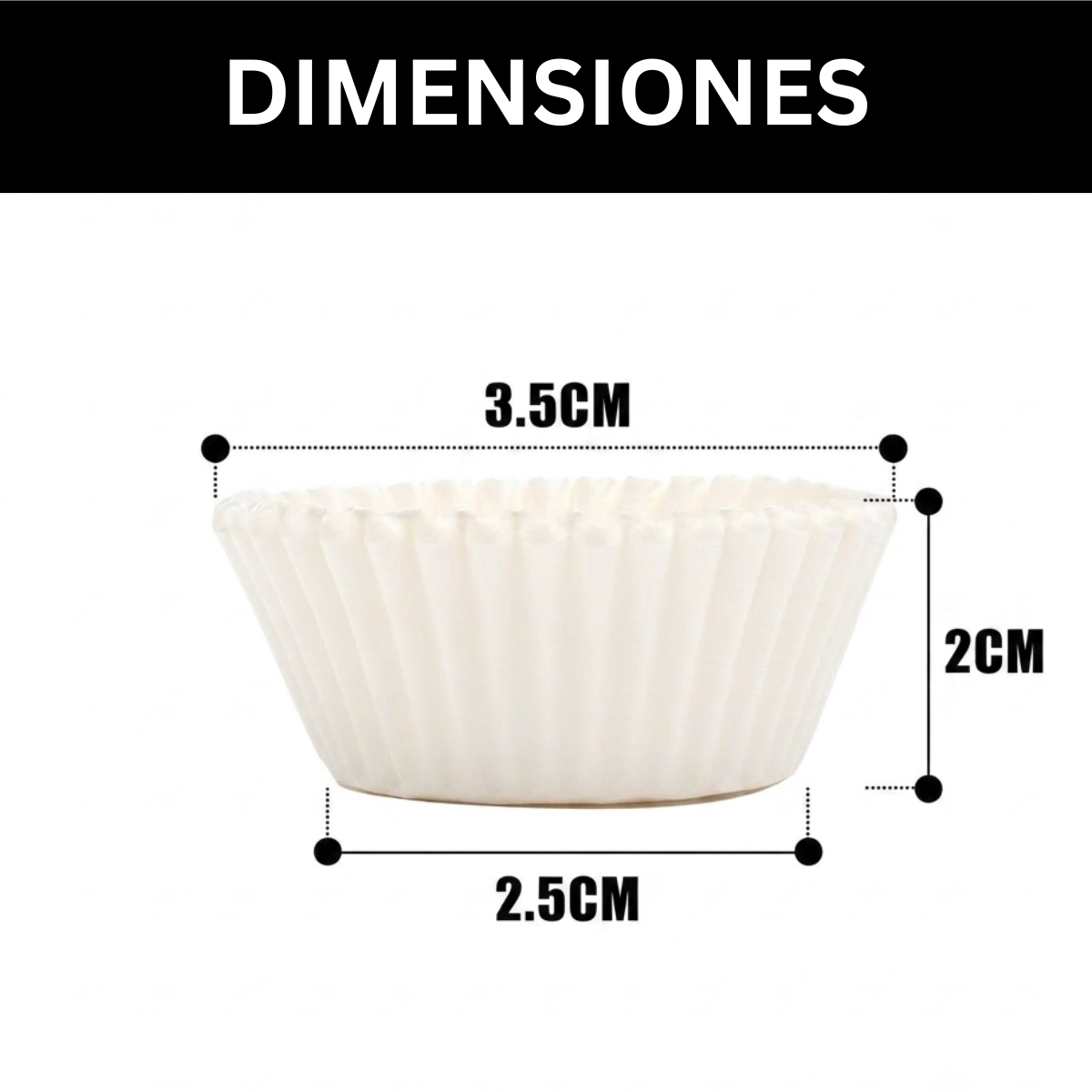 Capacillos #2 para Mini Postre 1,000 Piezas - Blanco