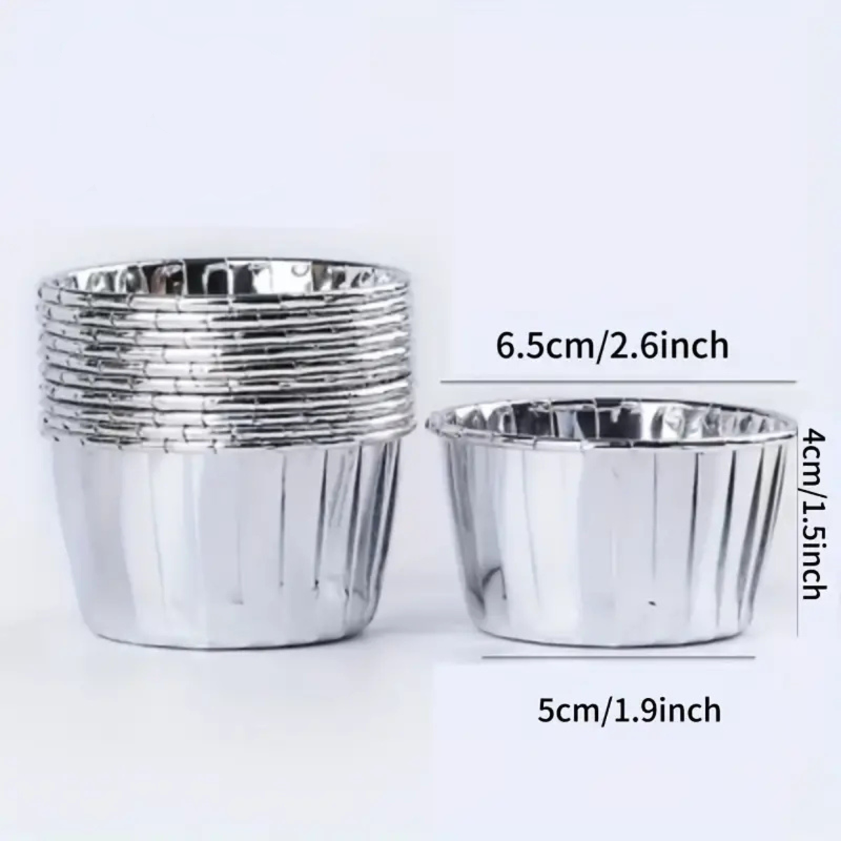 Mini Forro para Cupcake sin Tapa, 50pz - Plateado Metalizado