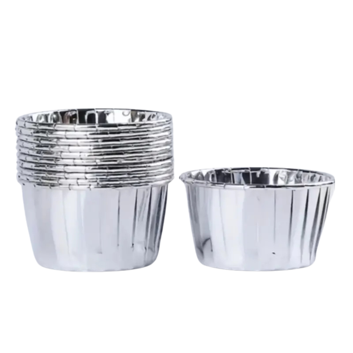 Mini Forro para Cupcake sin Tapa, 50pz - Plateado Metalizado