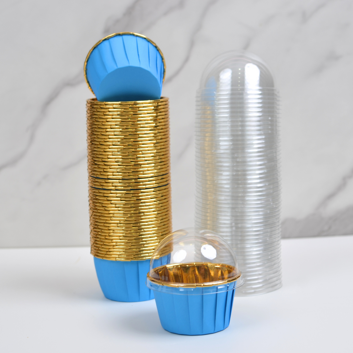 Mini Forro para Cupcake con Tapa, 50pz - Azul