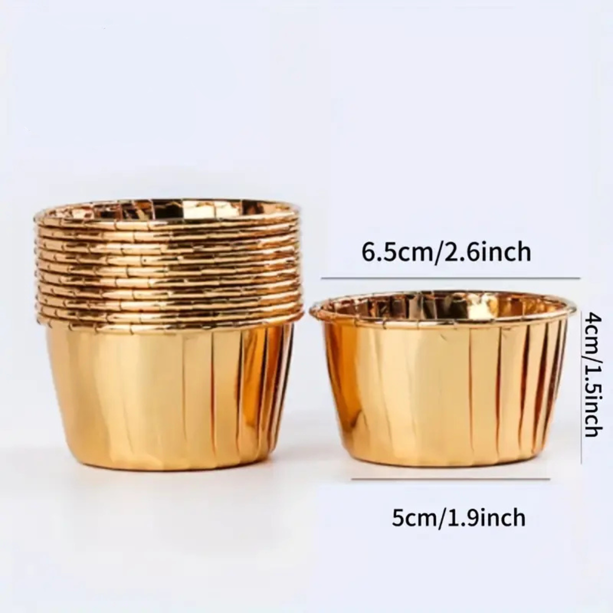 Mini Forro para Cupcake sin Tapa, 50pz - Dorado Metalizado