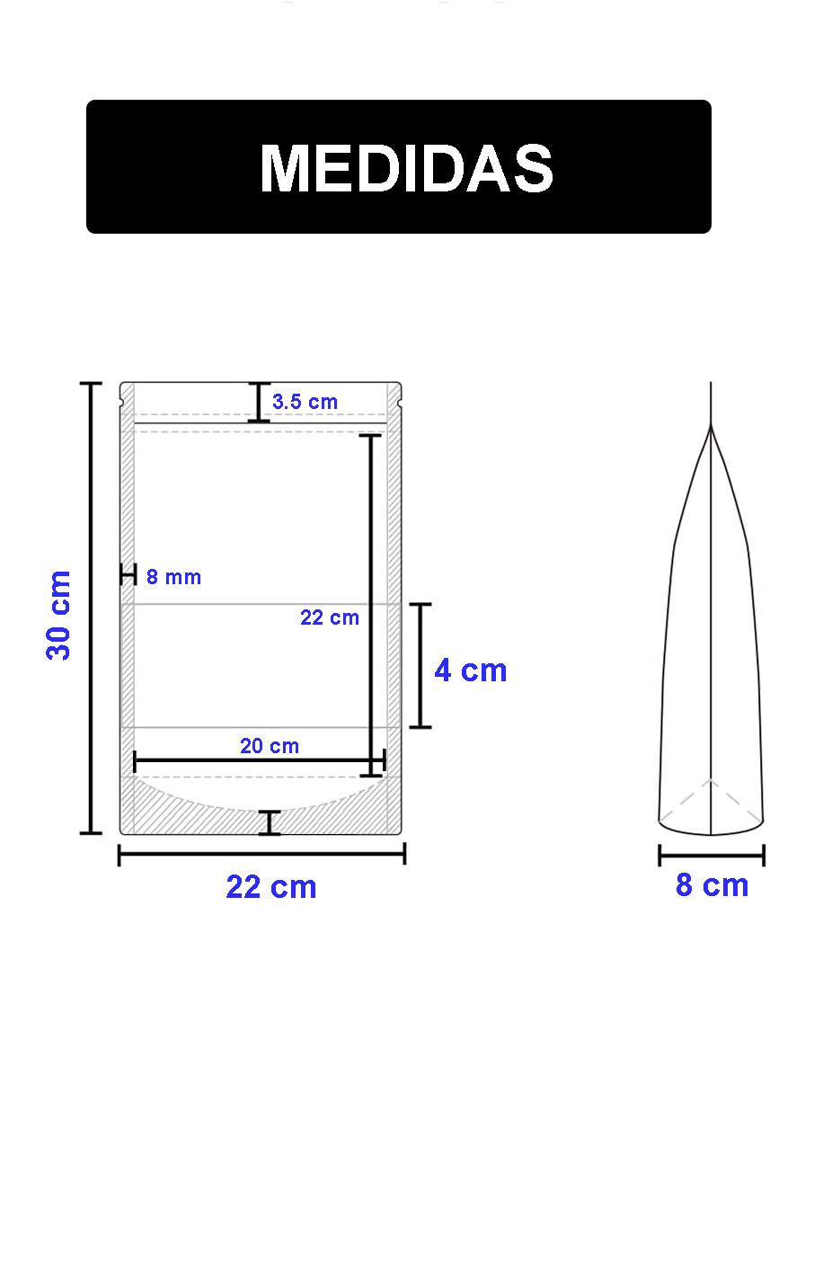 Bolsa Kraft Blanca de Barrera - 22x30cm (1kg), 50 piezas