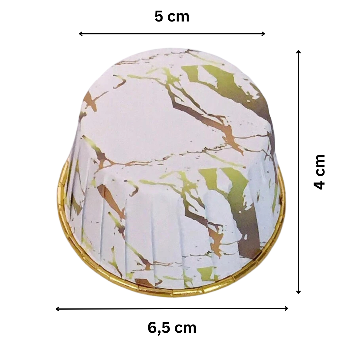 Mini Forro para Cupcake sin Tapa, 50pz - Blanco-Dorado